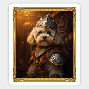 Valiant Apricot Bichon Frisé - Medieval Conquistador  (Framed) Sticker